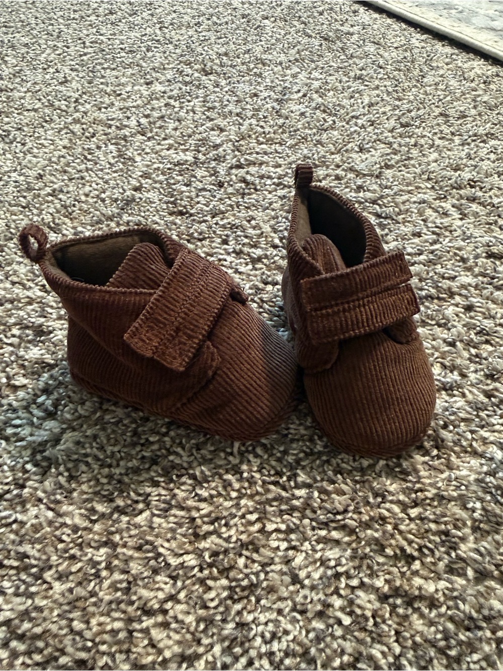 Vintage Corduroy Velcro Baby Shoes in Brown